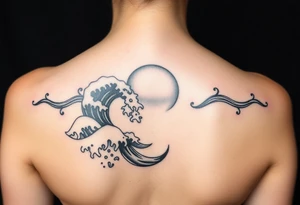 Ocean waves and a sunrise tattoo idea