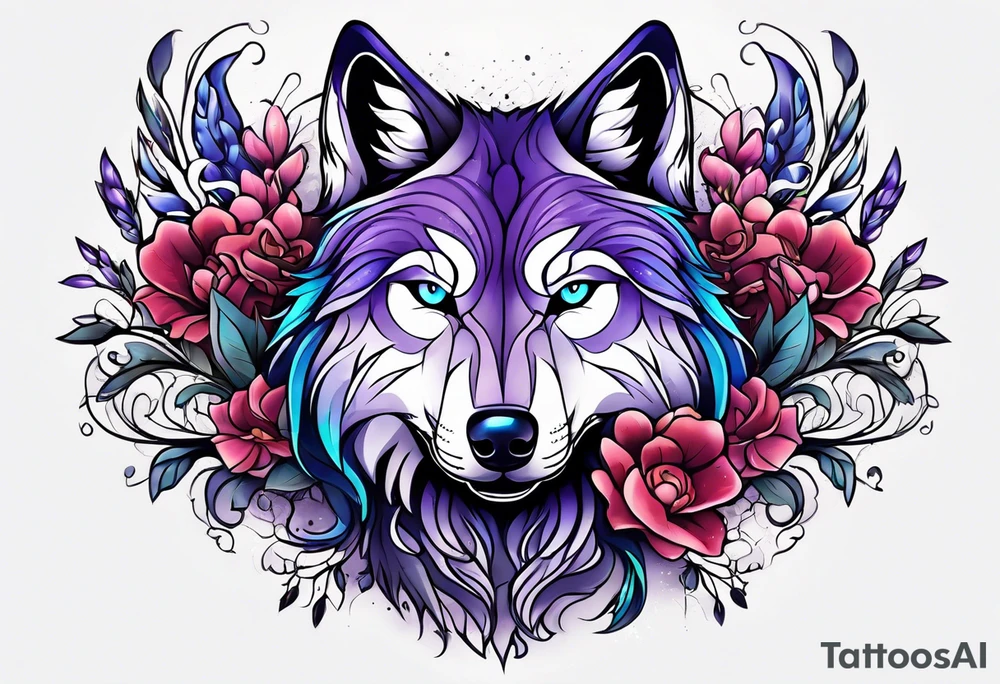 lavander and wolf tattoo idea