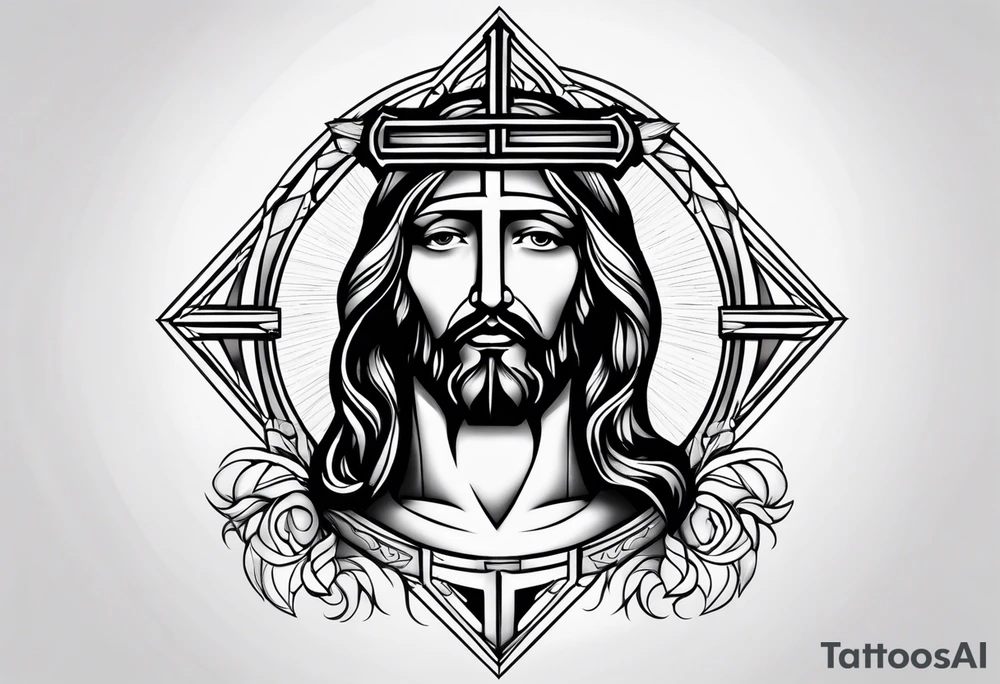 Jesus tattoo with cross tattoo idea