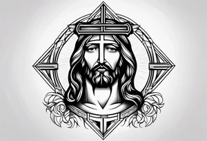 Jesus tattoo with cross tattoo idea