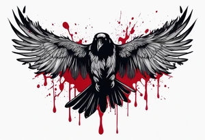 dead raven spreading wings and dripped in blood tattoo idea