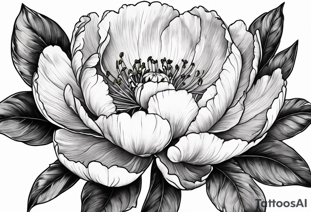 Botanical illustration peony tattoo idea