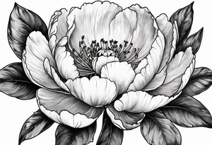 Botanical illustration peony tattoo idea