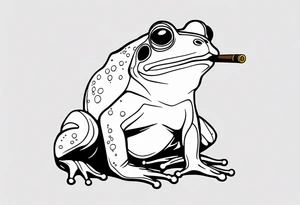 Frog with cigar in mouth tattoo idea