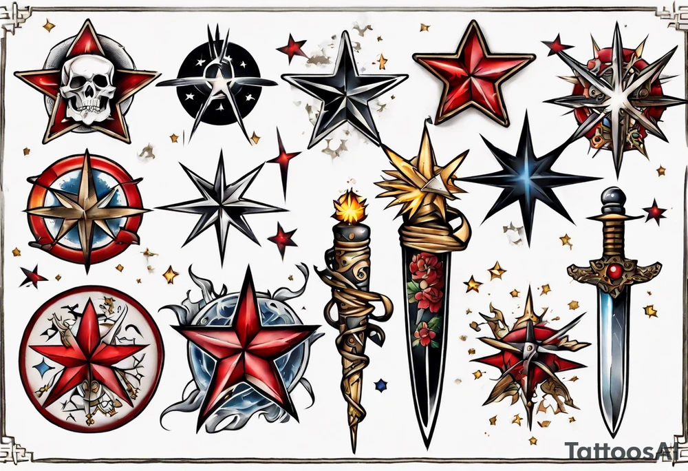 Star wounded by dagger tattoo idea
