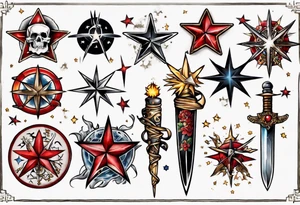 Star wounded by dagger tattoo idea