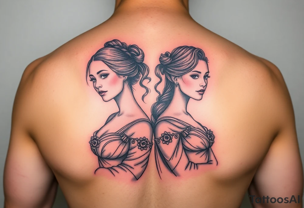 Two daughters as princesses tattoo idea