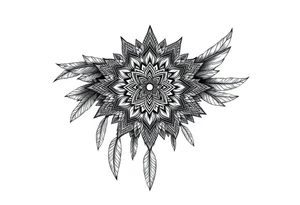 spiritual feathers ornamental mandala shaman tattoo idea