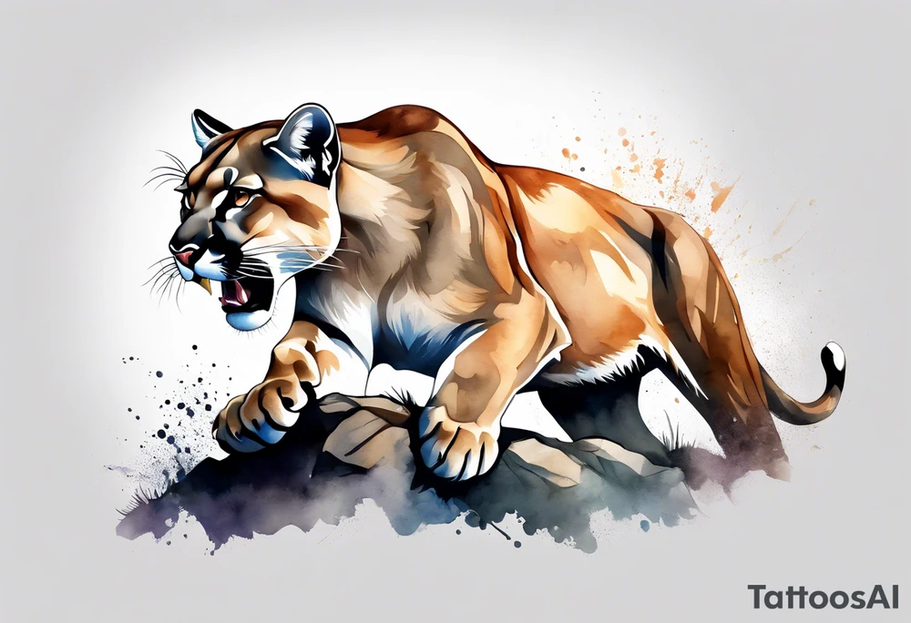mountain lion growling or roaring tattoo idea