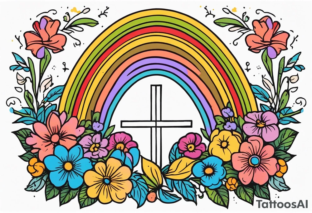 rainbow
old school vintage simple traditional design surrounded by vintage flowers cross



bold color simple tattoo idea