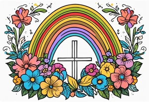 rainbow
old school vintage simple traditional design surrounded by vintage flowers cross



bold color simple tattoo idea