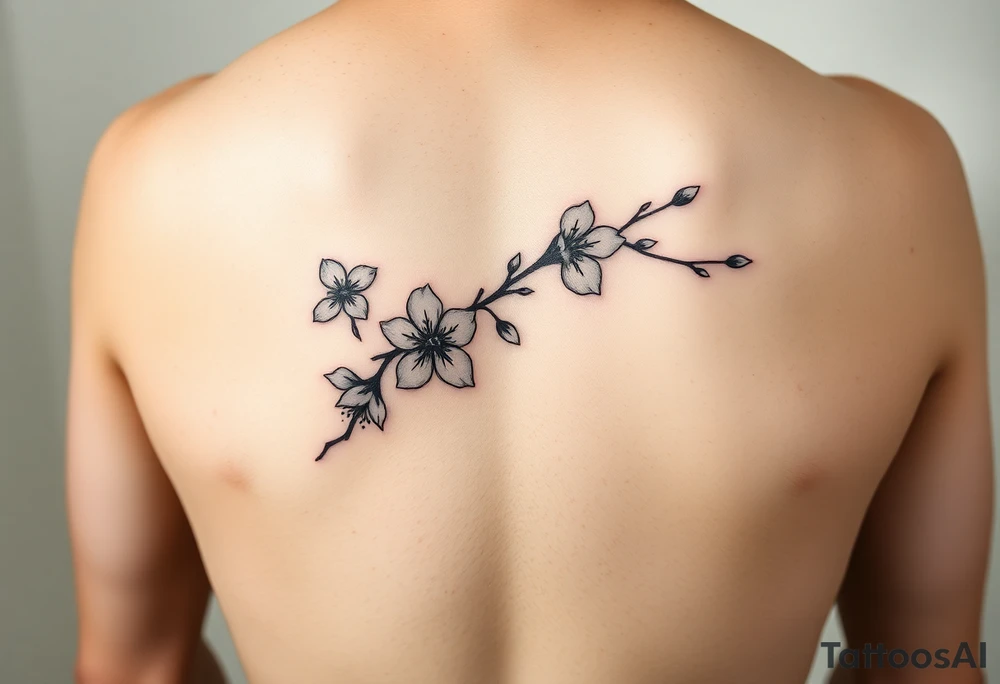 Feminine cherry blossoms thigh tattoo idea