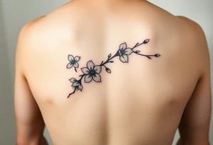 Feminine cherry blossoms thigh tattoo idea