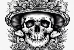 magic mushrooms skull tattoo idea