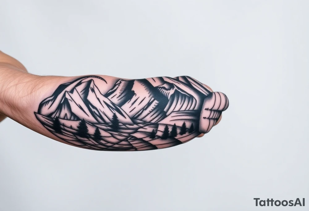 grand Teton mountains,  Vermont mountains, rock retaining wall, Moab arches tattoo idea