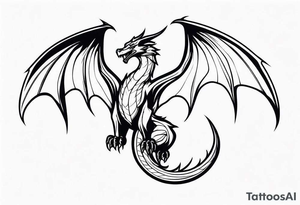 Wyvern flying solid fill tattoo idea