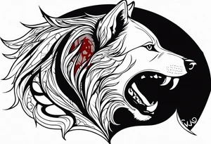 black wolf with blood in mouth tattoo idea