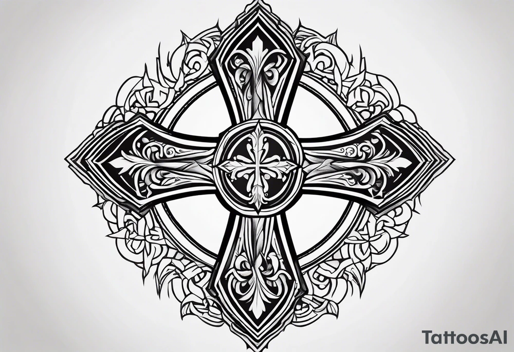 simple gothic cross tattoo idea