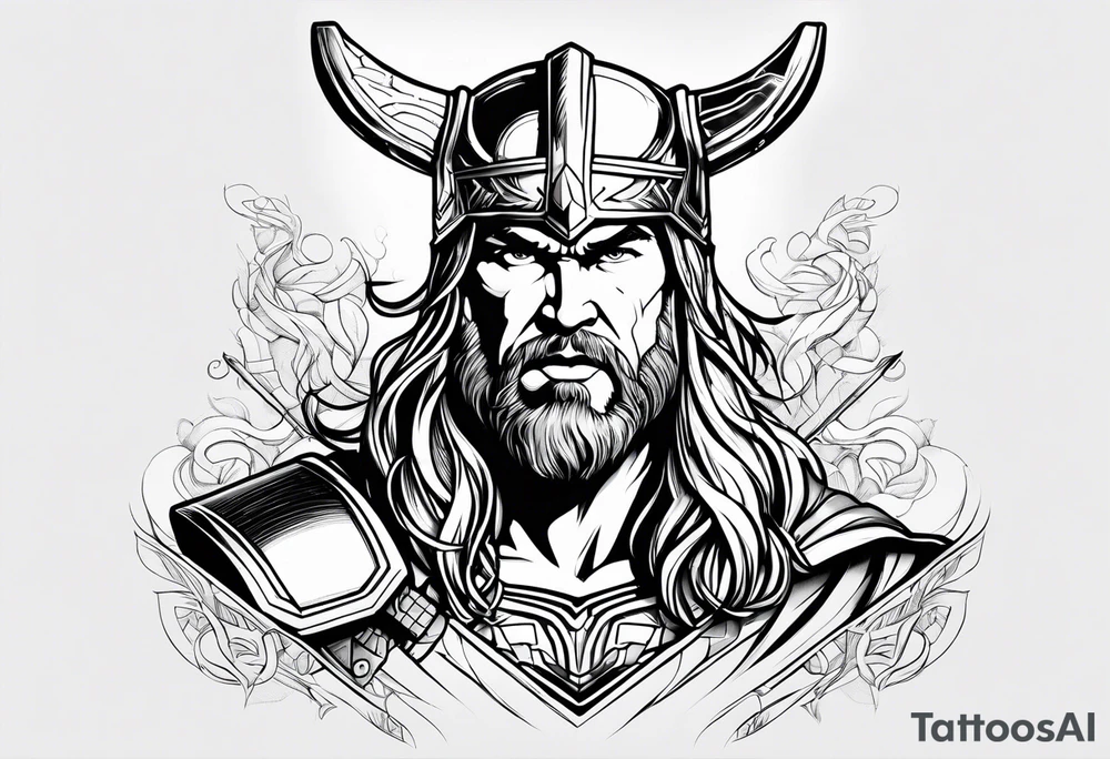 Thor mit Hammer in Aktion tattoo idea