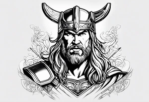 Thor mit Hammer in Aktion tattoo idea