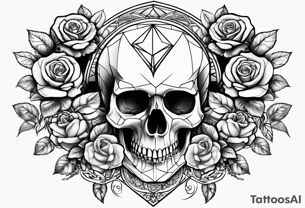 skull and roses tattoo idea