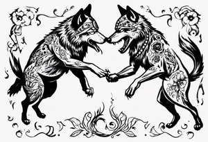 two wolves dancing salsa tattoo idea