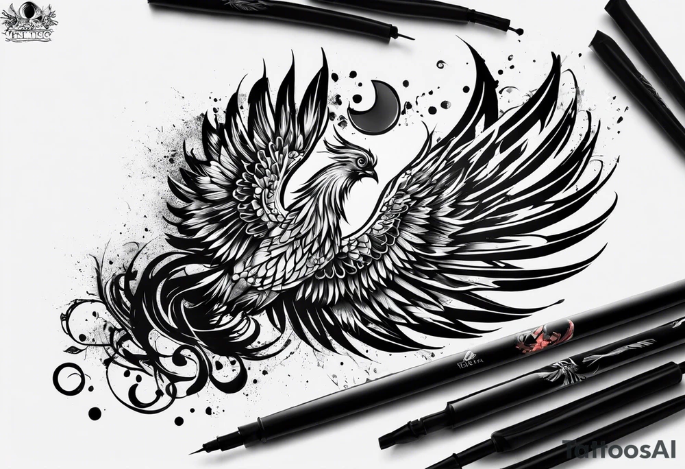 Trash polka Phoenix tattoo idea