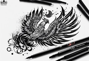 Trash polka Phoenix tattoo idea