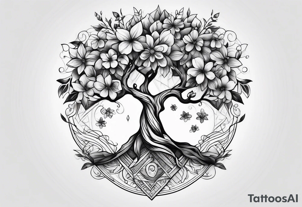 flowers tree tattoo idea