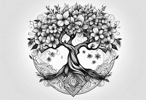 flowers tree tattoo idea