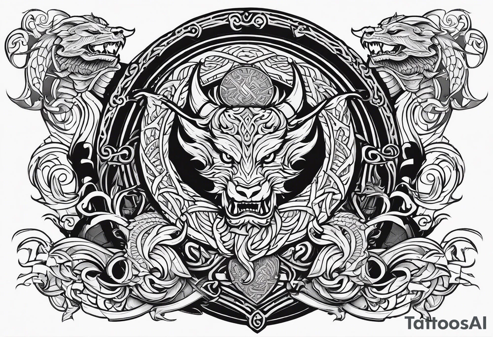 Valhalla sword shield viking ship dragon head tattoo idea Valhalla sword shield viking ship dragon head tattoo idea