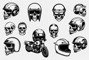 Skull with motorcycle helmet tattoo idea