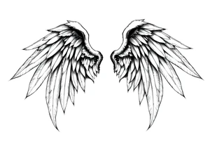 Realistic angelwings long tattoo idea
