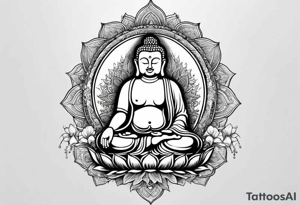 Buddha carrying Buddha baby tattoo idea