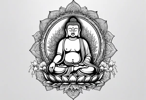 Buddha carrying Buddha baby tattoo idea