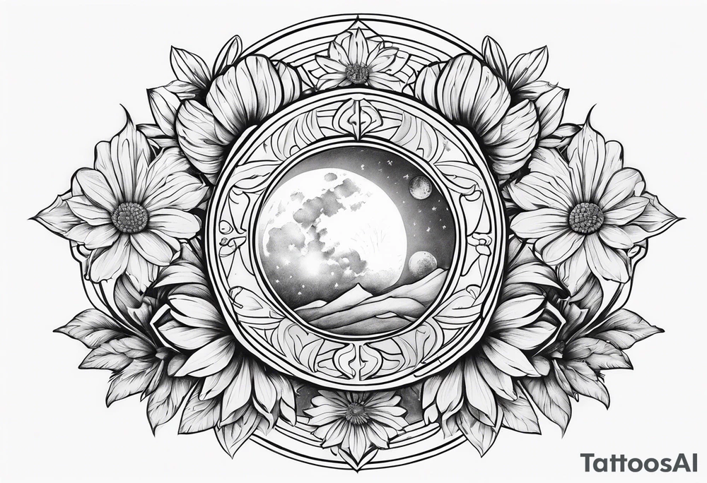 Lunar phases Virgo flowers tattoo idea