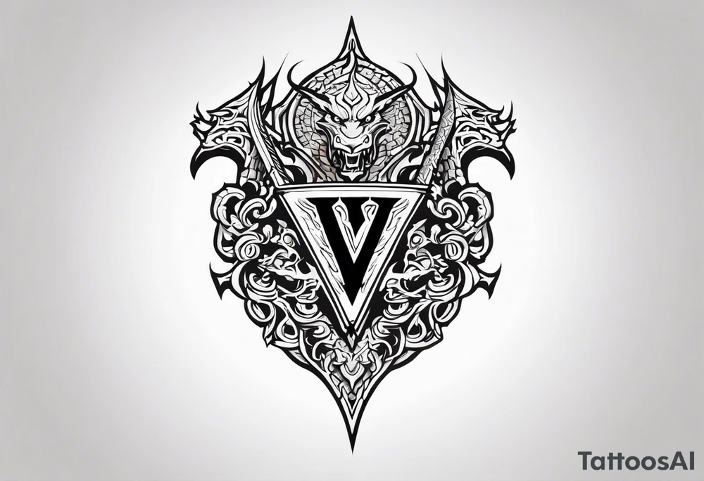 Valhalla fire sword shield dragon tattoo idea
