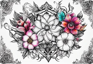 ornaments of flowers

chest piece tattoo idea