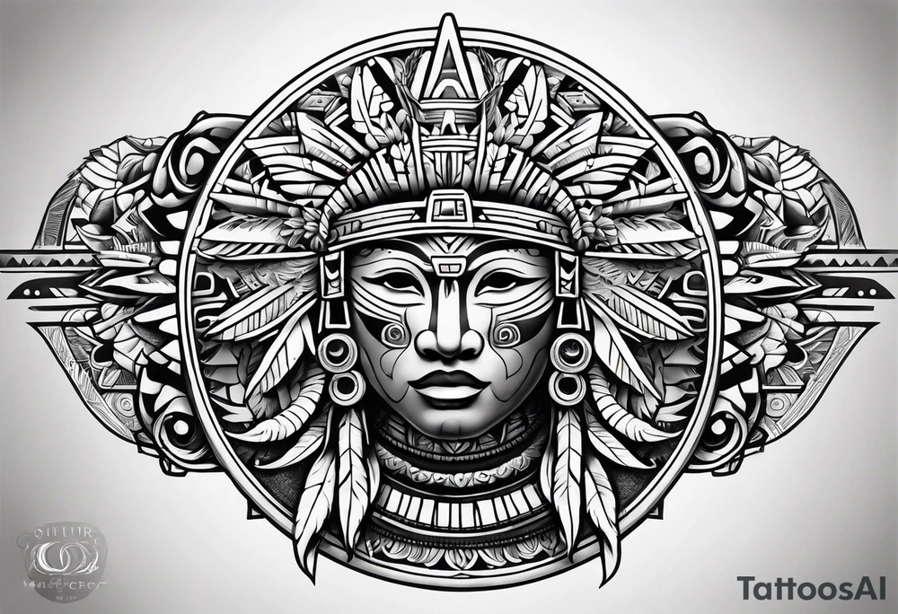 Tohono Oʼodham Aztec tribe tattoo idea