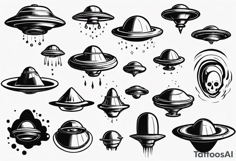 Cartoon blacklist flying saucer tattoo idea