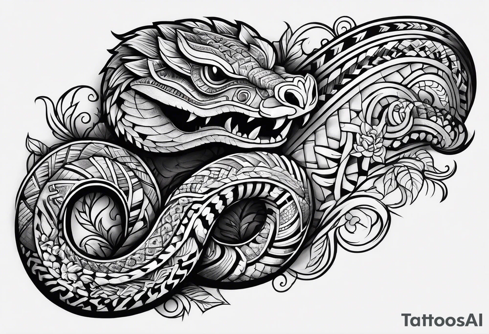 aztec snake sleeve tattoo idea