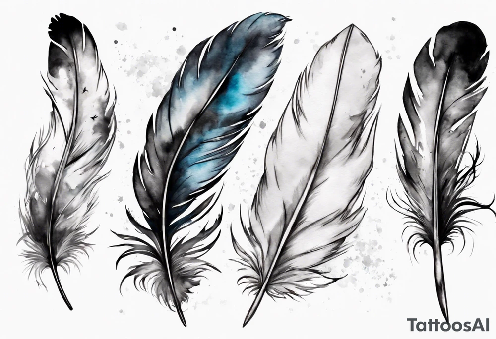a big feather and from the feather little birds flying away tattoo idea