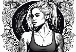 Young pretty blond woman in gym tattoo idea