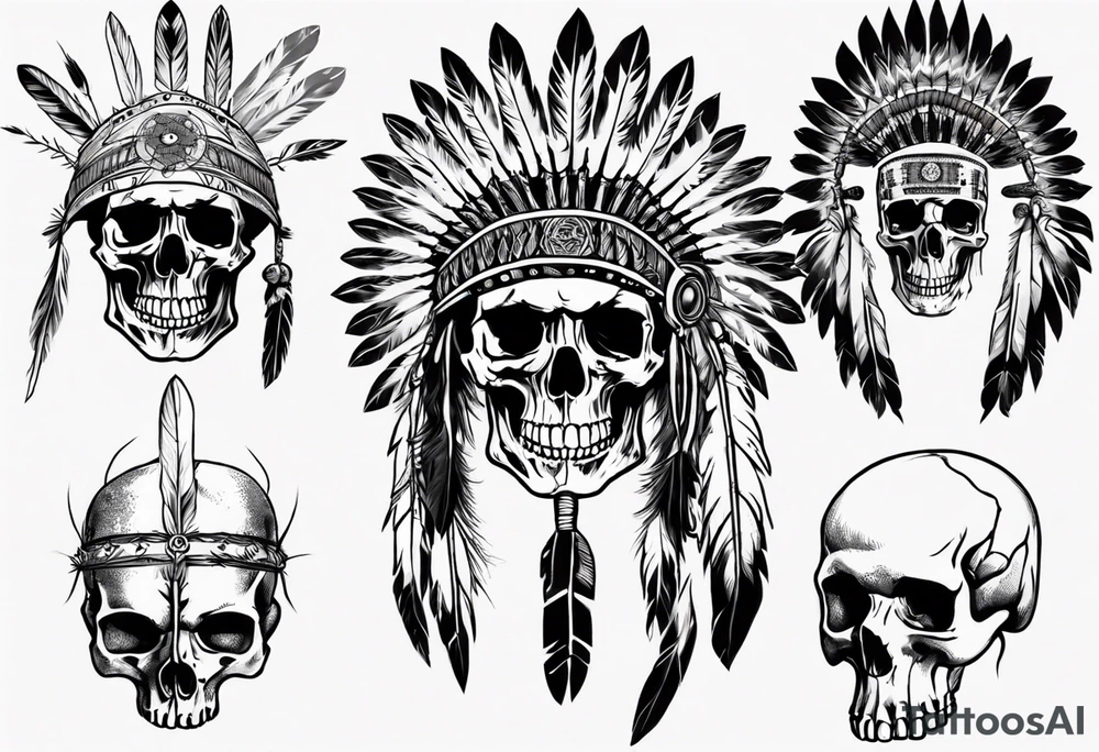 Native American Headdress, Skull, Lord of the rings, Vegvisir tattoo idea