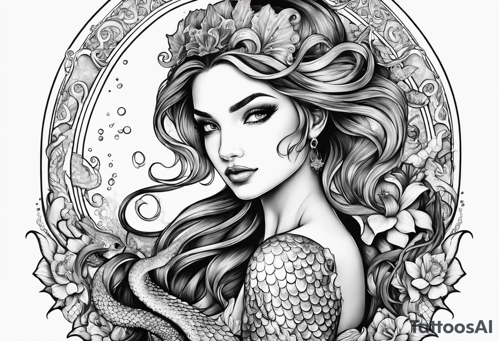 Mermaid with octopus tattoo idea