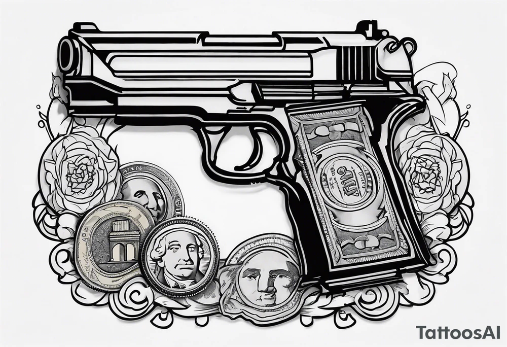 Money, guns tattoo idea
