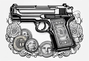 Money, guns tattoo idea