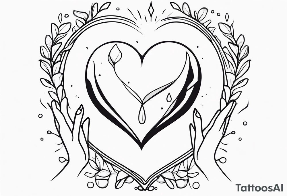 Hands holding a heart with tears tattoo idea