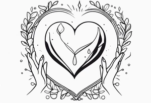 Hands holding a heart with tears tattoo idea