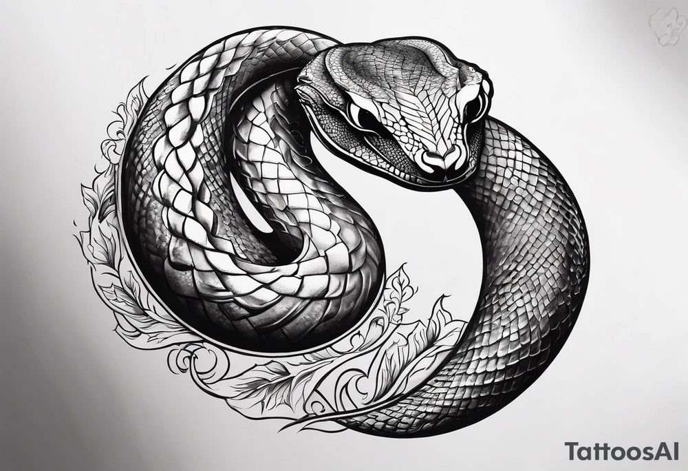 snake as a crescent moon, no face tattoo idea